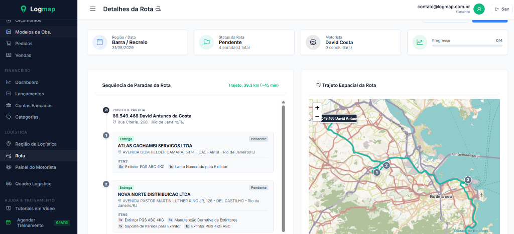 Logmap ERP - Roteirização Inteligente com Economia de Combustível e Trajetos no Mapa